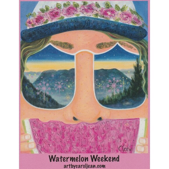 Watermelon Weekend Carol Jean Art Card Steamboat Springs Colorado Spring Skiing - Picture 1 of 2